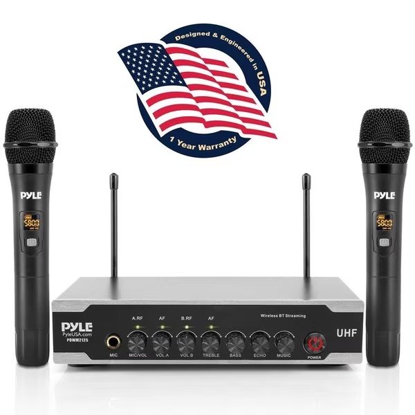 Bluetooth Uhf 2 Handheld Microphone, PDWM2125, Pyle, Mfr#: PDWM2125
